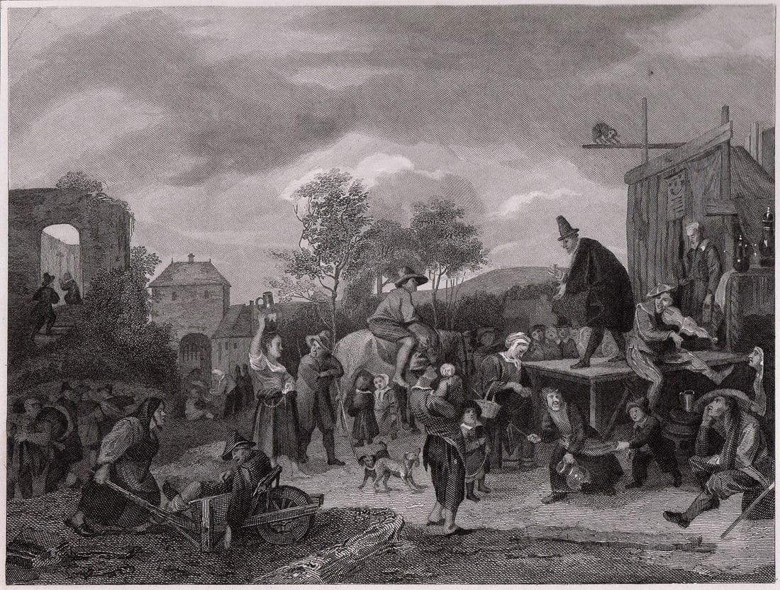 Jan Havickszoon Steen 1834 engraving The Mountebank signed (1 of 2)
