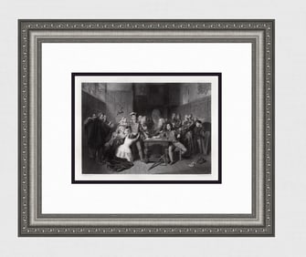 John Faed 1800s Antique Engraving Justice of the King Signed Framed