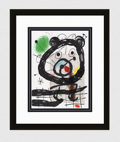 1965 MIRO Original Color Lithograph Peintures sur CartonsGallery Framed