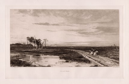 John MacWhirter 1892 etching Over the Border signed