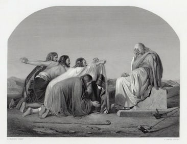 Henry Warren Joseph's t brought to Jacob 1863 Engraving Signed