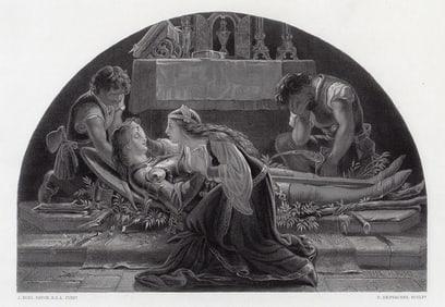 Joseph Paton 1863 Engraving Barthram's Dirge Signed