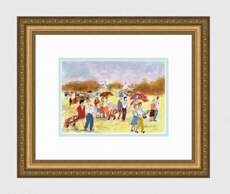 Urbain Huchet Golf Les Parapluies lithograph signed
