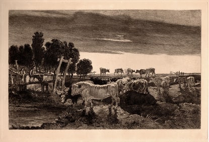 James Ward Cattle in Regent's Park 1886 Etching