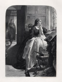 Robert Herdman 1800's Engraving Effie Waverly's Last Visit SIGNED FRAMED