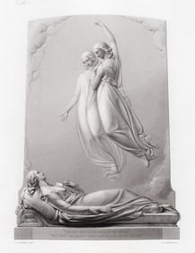 Joseph EDWARDS SIGNED 1800s Antique Engraving THE LAST DREAM Framed