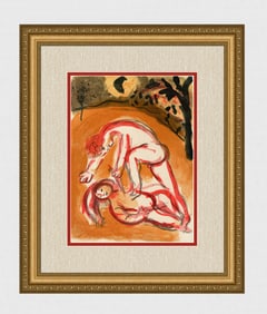 1960 Marc Chagall Lithograph Cain and Abel Framed