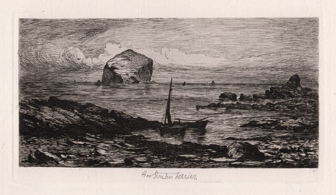 George Stratton Ferrier The Bass Rock 1879 etching