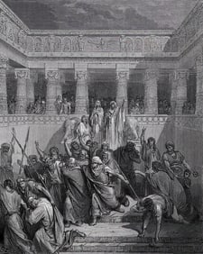 Biblical 1800s Gustave DORE Woodcut Justification of Susanna SIGNED Framed