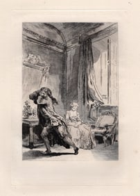 Jean-Honore FRAGONARD 1800s Etching CONFESSIONS Limited Framed