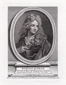 Joseph Vivien Benoist Audran 1738 Antique Engraving signed
