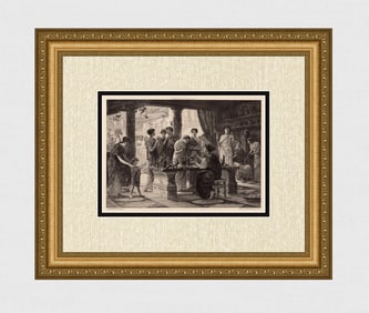 Stunning EDWIN LONG Antique Religious Print "Choosing a Diety" Framed Signed COA