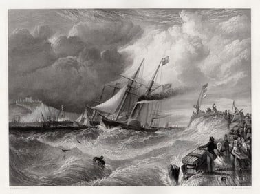 William Adolphus Knell 1800s Engraving Prince Albert Lands at Dover Framed