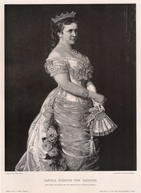 Leon Pohle 1887 woodcut Carola, Konigin von Sachsen (Queen of Saxony) signed