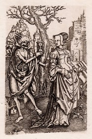 1876 Lucas van Leyden Death and the Lady engraving signed