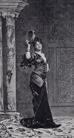 Alexandre-Louis Leloir 1800s Antique Print Tambourine Lady SIGNED Framed