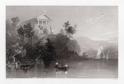 SIGNED 1800s William H. BARTLETT Engraving Chapel of our Lady FRAMED