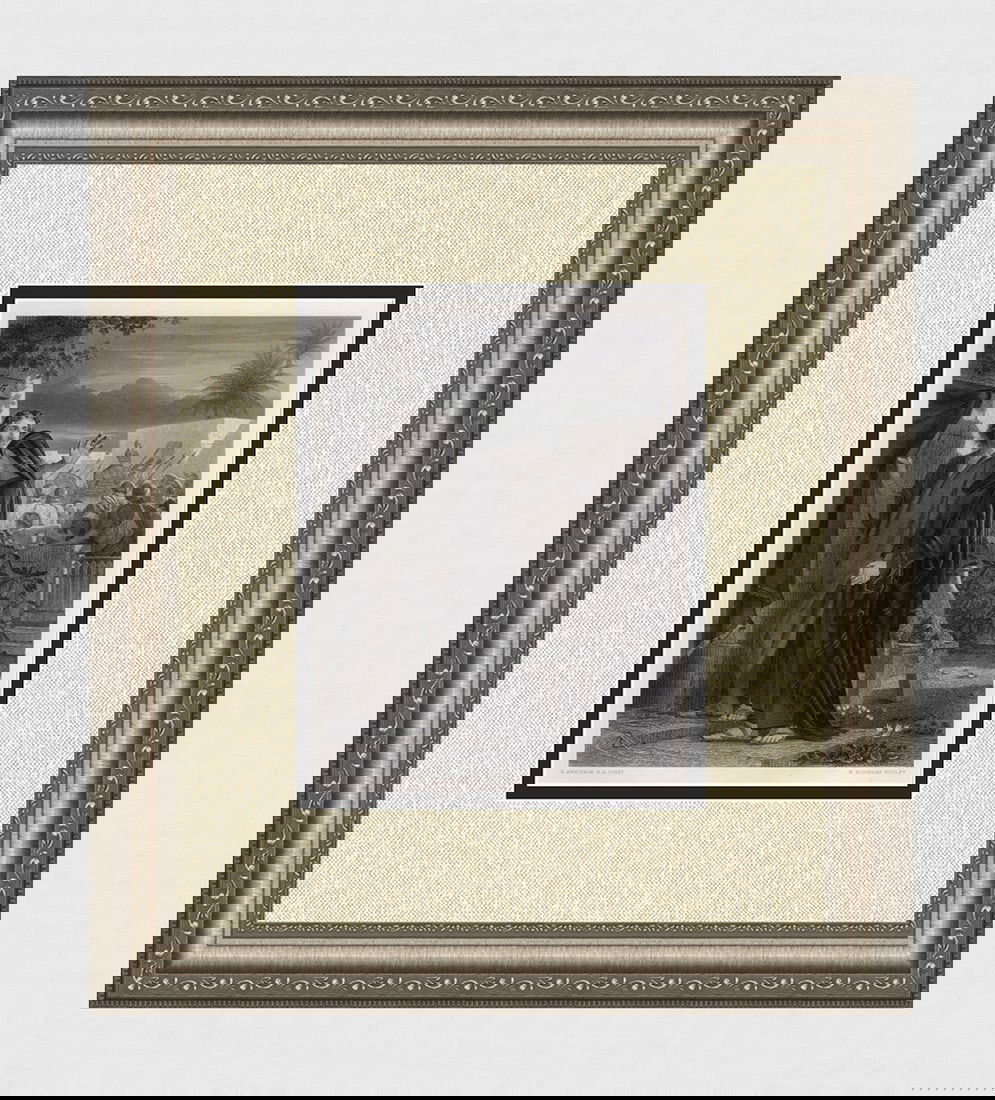 Pretty Edward ARMITAGE 1800s Engraving St John & Virgin Mother Framed Signed (1 of 4)