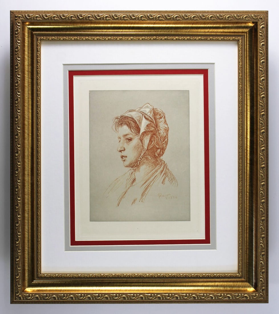 Paul Adolphe Rajon Study of a Female Head engraving signed (1 of 4)