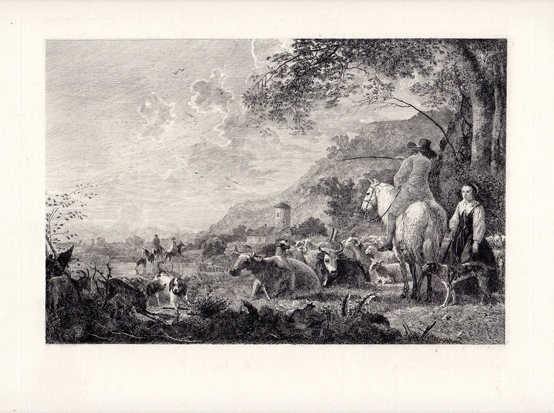 Aelbert Cuyp Landscape with Cattle and Figures 1887 etching (1 of 2)
