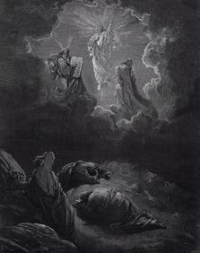 FRAMED 1800s Gustave Dore Biblical Woodcut THE TRANSFIGURATION Signed