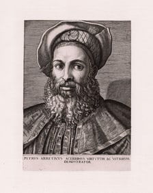 Titian Portrait of Pietro Aretino (1492-1556, Italian author, playwright, poet) 1877 engraving