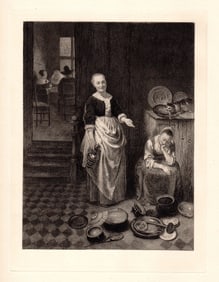 Nicolaes Maes An Idle Servant (Interior with a Sleeping Maid and her Mistress) 1887 etching