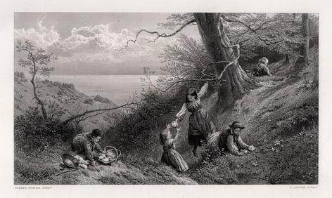 1800s John LINNELL SIGNED Antique Print The Nest FRAMED