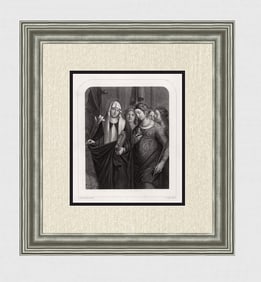 Giovanni Bellini 1800s Engraving St Catherine & St Ursula Signed Framed