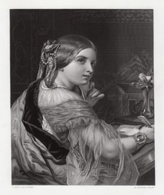 James Sant The Fair Correspondent 1867 Engraving Signed