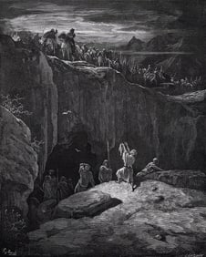 GUSTAVE DORE'S BIBLE 1800s Religious Wood Engraving David Spares Saul SIGNED FRAMED