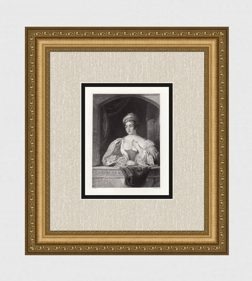 John Hollins 1844 Engraving Baron's Daughter Framed (1 of 3)