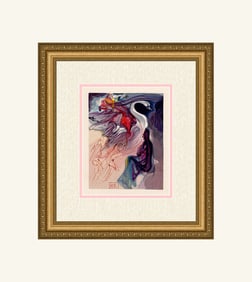 Salvador Dali 1960 Woodcut Language of the Bird Signed Framed