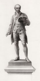 1800s John Henry Foley Engraving "Writer Oliver Goldsmith" Framed COA