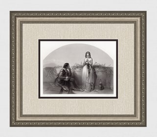 Joseph John Jenkins 1855 Antique Engraving Love at First Sight Framed Signed