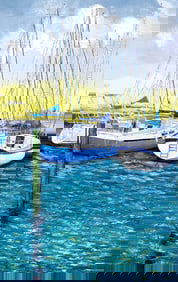 Mauricio Garay Original Painting Boats II 40 x 60 inches