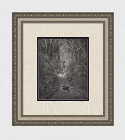 Gustave Dore Adam & Eve with the Snake (Milton's Paradise Lost) c. 1880 Woodcut Signed