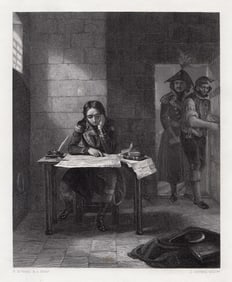 Edward Matthew Ward 1879 engraving Napoleon in the Prison of Nice, 1794 signed