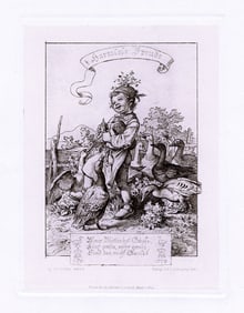Adrian Ludwig Richter Harmlose Freude (Boy with Geese) print signed