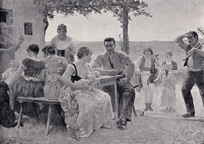 1800s Jules Garnier Antique Print Glorification of Work Signed Framed