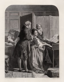 ROBERT HERDMAN 1866 Engraving PARTY AT COLONEL MANNERING’S Signed Framed