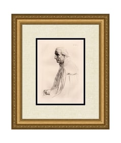 Alphonse Legros Aged Spaniard 1872 Antique Etching Framed