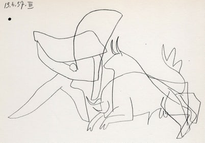 PABLO PICASSO 1961 Vintage Lithograph 6-13-57 III FRAMED