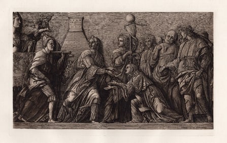 Andrea Mantegna 1874 etching The Triumph of Scipio signed