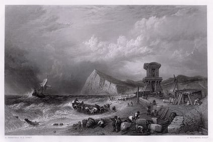 Clarkson Frederick Stanfield Wreck of Dover engraving signed
