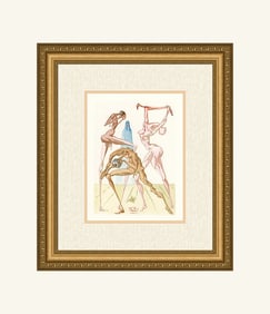 Salvador Dali Inhabitants of Prato 1960 Woodcut Signed Framed