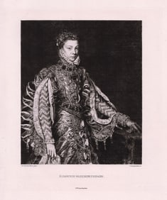 1874 Antonio Moro Elisabeth de Valois etching signed