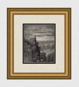 Gustave Dore Satan in Eden (Milton's Paradise Lost) c. 1880 Woodcut Signed