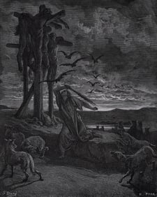 Gustave DORE 1800s Biblical Woodcut Respha's Kindness Framed Signed