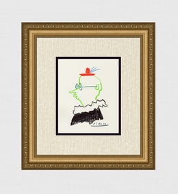 1968 Pablo PICASSO Color Lithograph Thinking Professor Signed Framed